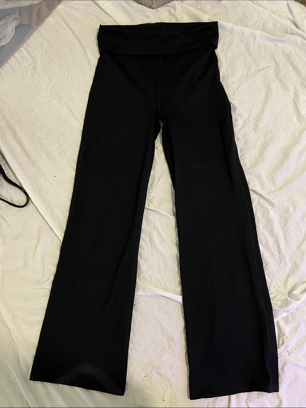 Nike Black Fold-Over Waist Flare Pants